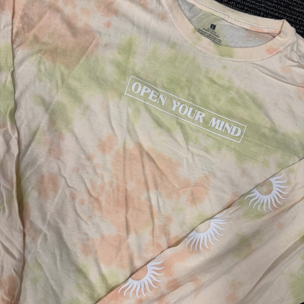Tie Dye Long Sleeve Shirt Open Your Mind Zodiac Astrology Sun Moon Graphic Tee